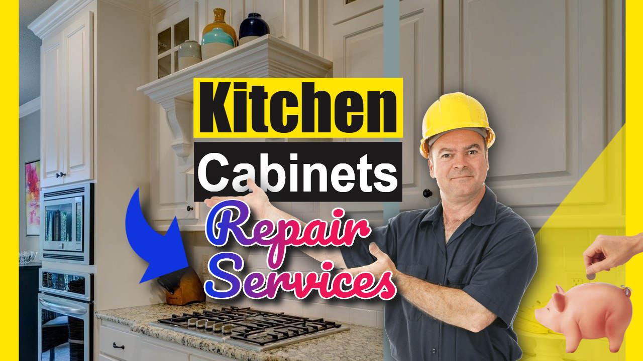 Image text: "Kitchen cabinet repair services".