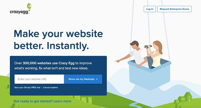 homepage of web analytics tool crazyegg