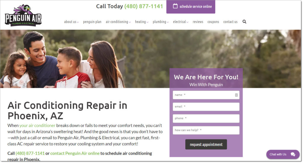 service page optimized for HVAC SEO