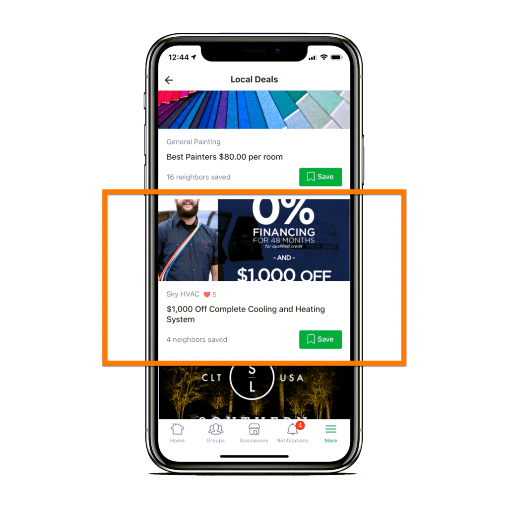 HVAC advertisement on Nextdoor Local Deals