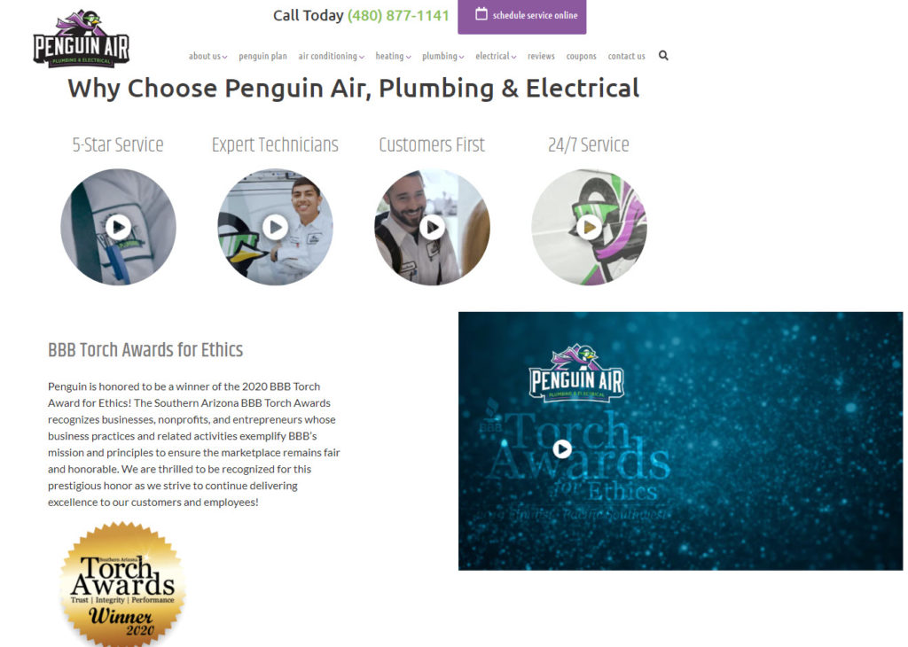 plumber website design tip: include company value props