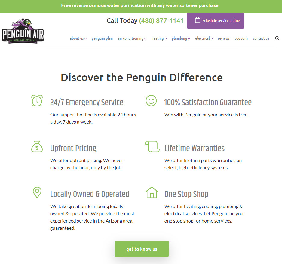 plumbing website design tip: add company differentiators