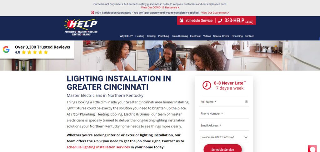 Electrician web page optimized for SEO